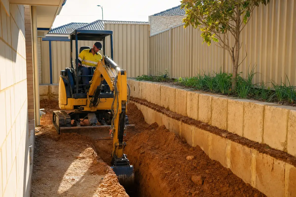 Mini excavator hire Perth - Komatsu PC18 1.8t tight-access digger