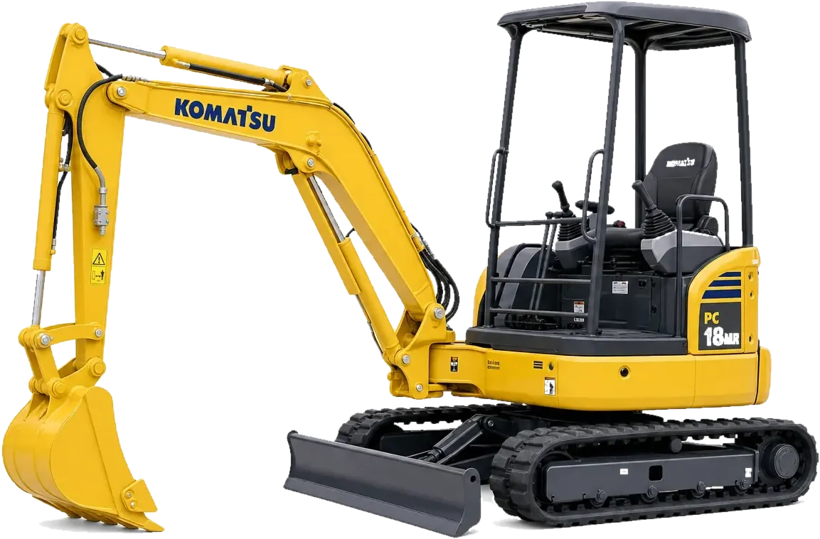 Komatsu PC18 mini excavator - the machine we run hydraulic rock breakers on across Perth